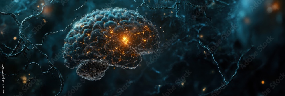 Leinwandbilder glowing neural networks and synapses form an abstract human brain illustration, conveying advanced c