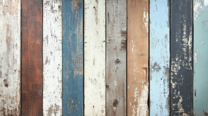 Multicolored rustic wooden planks background.
