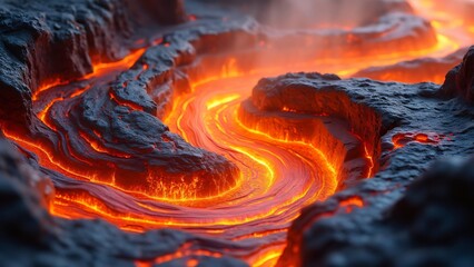 Glowing Lava Flow, Digital Rendering of Molten Rock