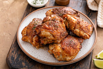 Chicken thighs roasted or air fried with paprika and lime