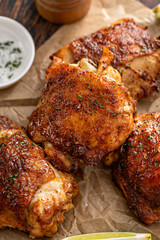 Chicken thighs roasted or air fried with paprika and lime