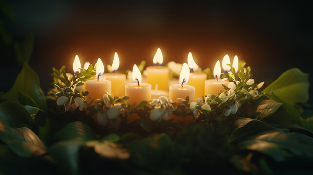 Saint Lucia Day Celebration Crown Candle Concept. Ai Image