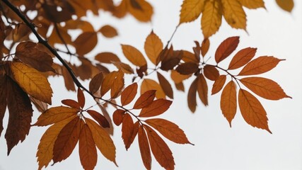 Autumn leaves displayed on a white background