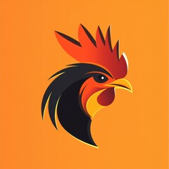 Obraz premium Rooster head profile, stylized illustration.
