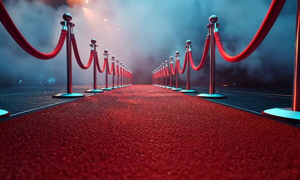 Red carpet entrance with velvet ropes.