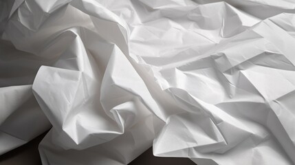 Obraz premium A sheet of crumpled white paper with light grid lines, The texture reveals realistic folds and creases