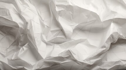 Obraz premium Crumpled white paper with barely visible grid lines, The texture reveals realistic folds and creases
