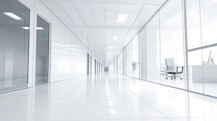 Fototapeta premium Clean office space with white walls and floors.