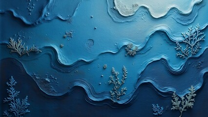 Fototapeta premium Vibrant Blue Coral Reef, Intricate Branching Structure