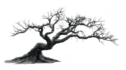 Ancient Barren Tree Abstract Art Digital Cityscape Design