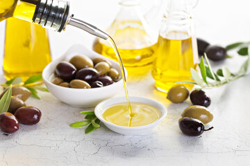 Olive oil in vintage bottles