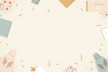 A minimal shopping illustration background with clean lines and muted pastel colors, showcasing simple shopping icons like bags and carts..