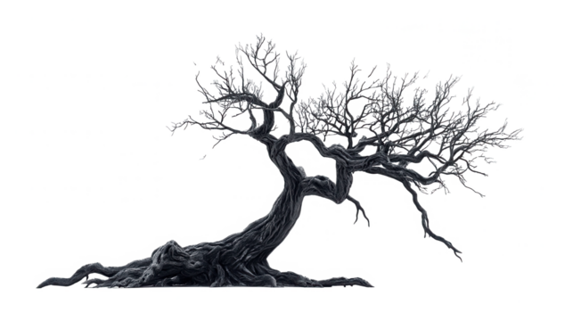 Abstract Bare Tree Digital Art Nature, Branches, Roots, Design