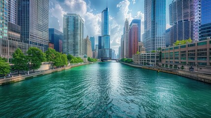 Naklejka premium Cityscape: The appearance of a city’s architecture and layout, including buildings, streets, and structures, often captured in photos or artistic renderings. 