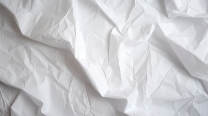 Detailed crumpled white paper with faint grid lines, The texture reveals pronounced folds and creases