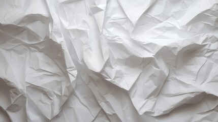 Obraz premium Detailed crumpled white paper with faint grid lines, The texture reveals pronounced folds and creases