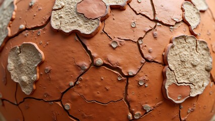 Sun-Baked Terracotta Pot Texture, Cracked, Flaking Clay with Desert Sand