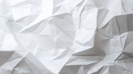 Obraz premium Detailed crumpled white paper with light grid lines, The texture reveals pronounced folds and creases