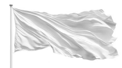 White Flag Waving, Blank Fabric, Empty Banner, Isolated Background, Surrender Symbol, Peace Sign, Cl