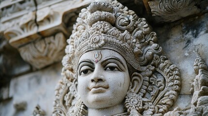 Fototapeta premium Vishnu is the god of Preservation, the great maintainer who often appears in various incarnations (avatara) to provide salvation for humanity. Some of his best-known avatars, who are tremendously pop 