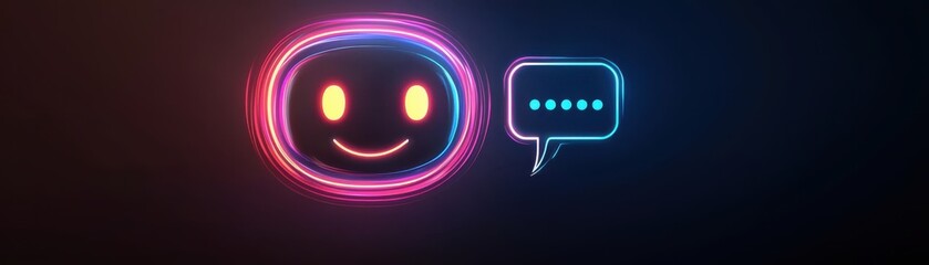 Naklejka premium A vibrant digital representation of a smiling face symbolizing joy and communication in a modern tech environment.