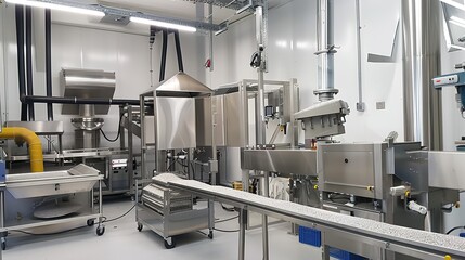 Food Manufacturing Production Line Automation, Efficient and Precise Process for Quality Food Production in Modern Industry.