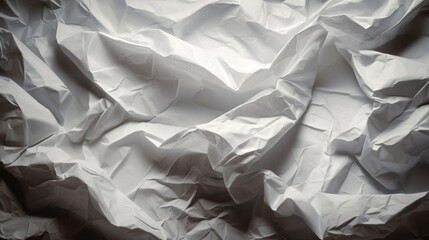 Obraz premium Highly detailed crumpled white paper with lightly visible grid lines, The texture shows realistic folds and creases