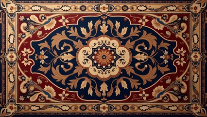 Luxurious Persian Rug, Intricate Knotting, Rich Colors, Opulent Design