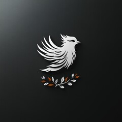 Obraz premium A stylized bird with wings and foliage, symbolizing freedom and nature.
