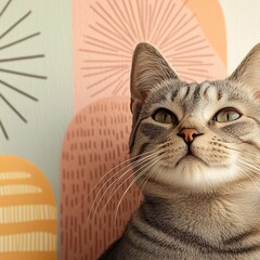 Fototapeta premium Tabby Cat Portrait with Artistic Background