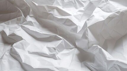 White crumpled paper with delicate grid lines, The texture shows clear folds and creases