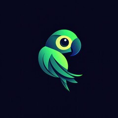 Fototapeta premium Green parrot logo design, simple, minimalist, gradient.