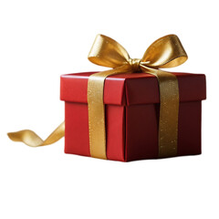 Obraz premium Red Gift Box with Gold ribbon isolated on transparent background