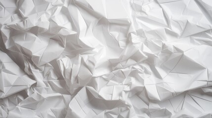 Fototapeta premium White crumpled paper with light grid lines, The texture displays clear folds and creases