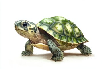 Fototapeta premium A detailed illustration of a tortoise with a textured shell and vibrant colors.