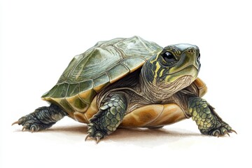 Obraz premium A detailed illustration of a turtle with a textured shell and vibrant colors.