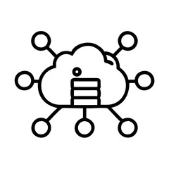 Big Data Cloud Computing Icon Outline Lineart Style