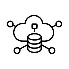 Big Data Cloud Computing Icon Outline Lineart Style