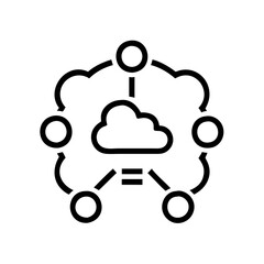Big Data Cloud Computing Icon Outline Lineart Style