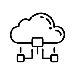Big Data Cloud Computing Icon Outline Lineart Style