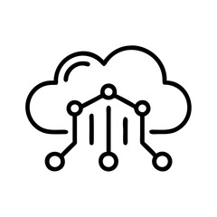 Big Data Cloud Computing Icon Outline Lineart Style