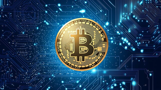 A golden coin with the letter B on it is displayed on a blue background