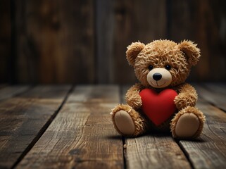 teddy bear on wooden background