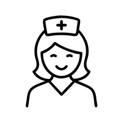 Fototapeta premium Nurse Smile Icon outline line art style