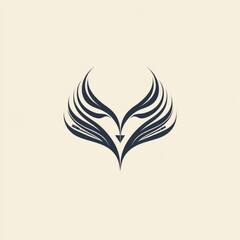 Obraz premium A stylized logo resembling a phoenix with elegant, flowing lines.