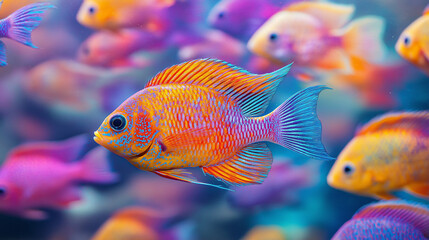 Colorful fishes with big eyes at a beautiful location.