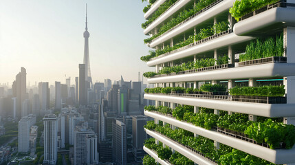 Fototapeta premium Urban Farming Skyscraper - Sustainable Cityscape