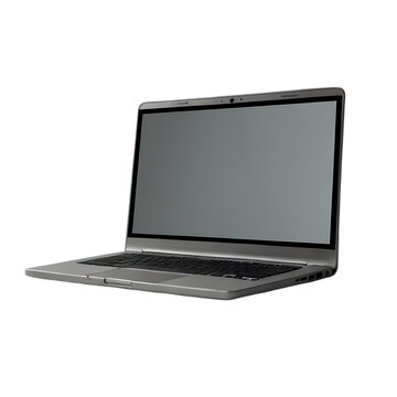 blank screen silver leptop isolated on transparent background