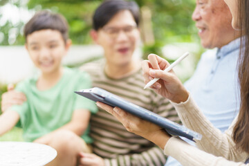 Happy Asian family.