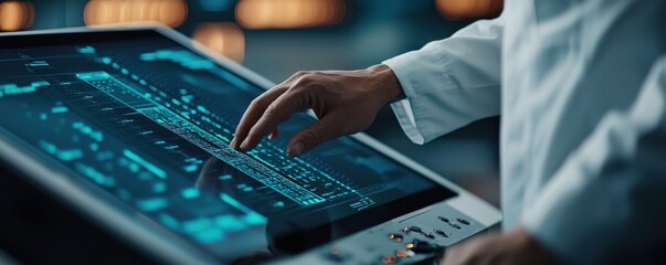 Analyzing data trends with advanced technology tools in a high-tech lab environment scientific perspective innovative concepts